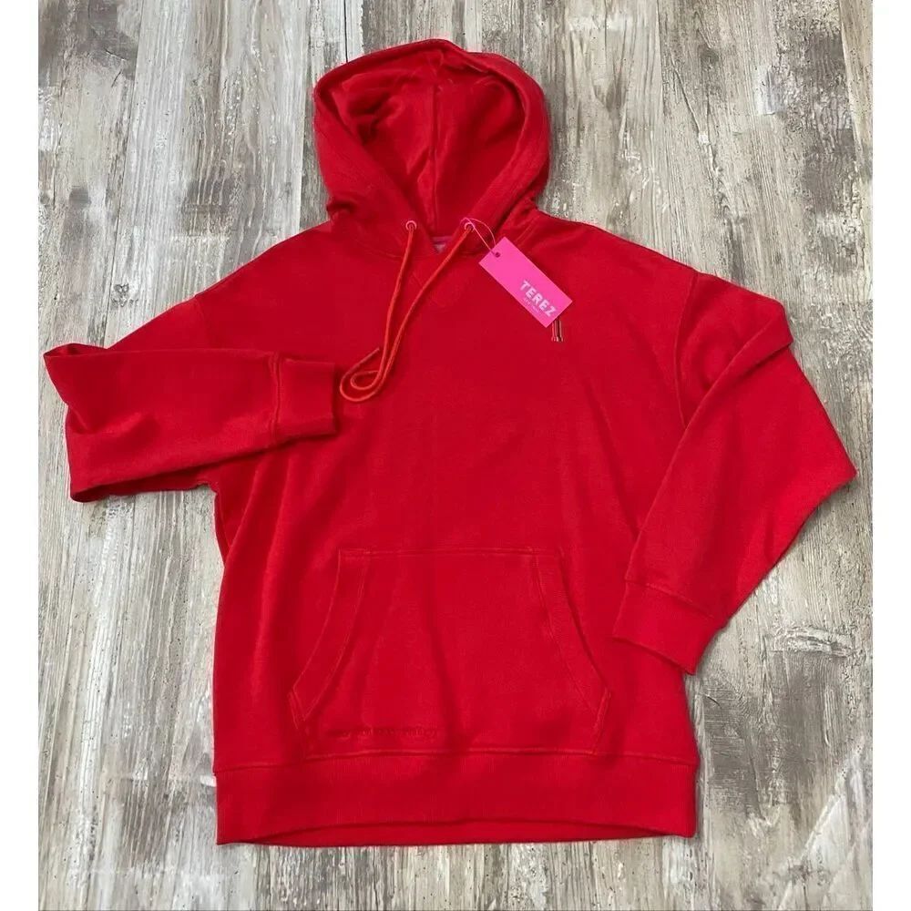 Terez Red Womens Hoodie Wear What Makes You Happy Sweatshirt Sz XS